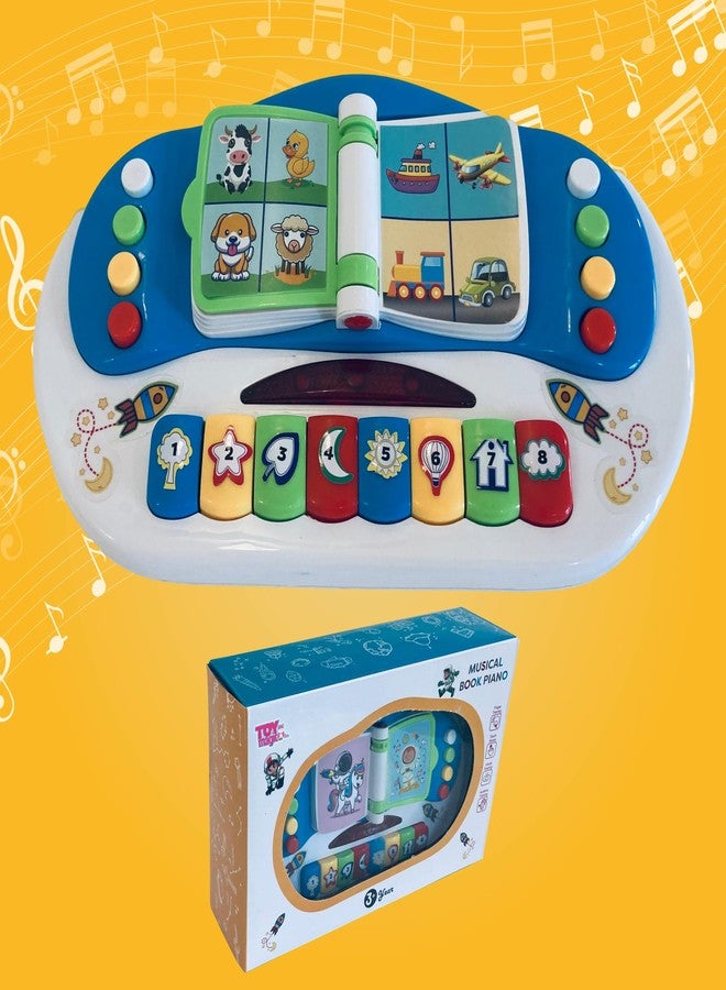 ToyMagic Interactive Musical Book Piano Toy for Kids|Early Learning Educational Sound Book with Flip Page, Animal Sounds, Nursery Rhymes & Songs|Baby & Toddler Development LED Light Toy|Ages 1-5 Years - Image 1